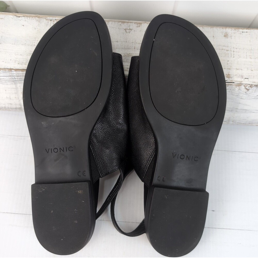 Vionic Ella Toe Loop Sandal Black Leather Women’s 9M Arch Support Comfort Shoes - Picture 12 of 13